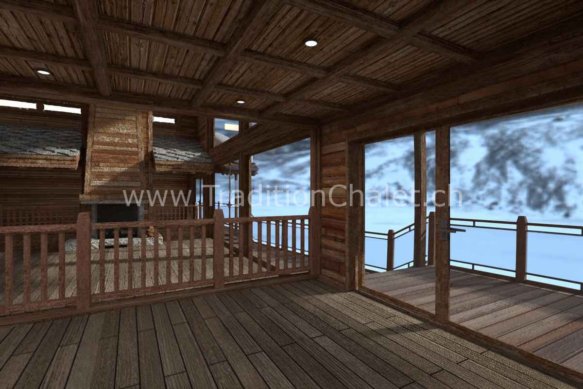 Tradition Chalet – Crans-Montana – Valais – Suisse – Chalet à vendre – Les Fermes de la Delege Chalet C – Perspective 3D